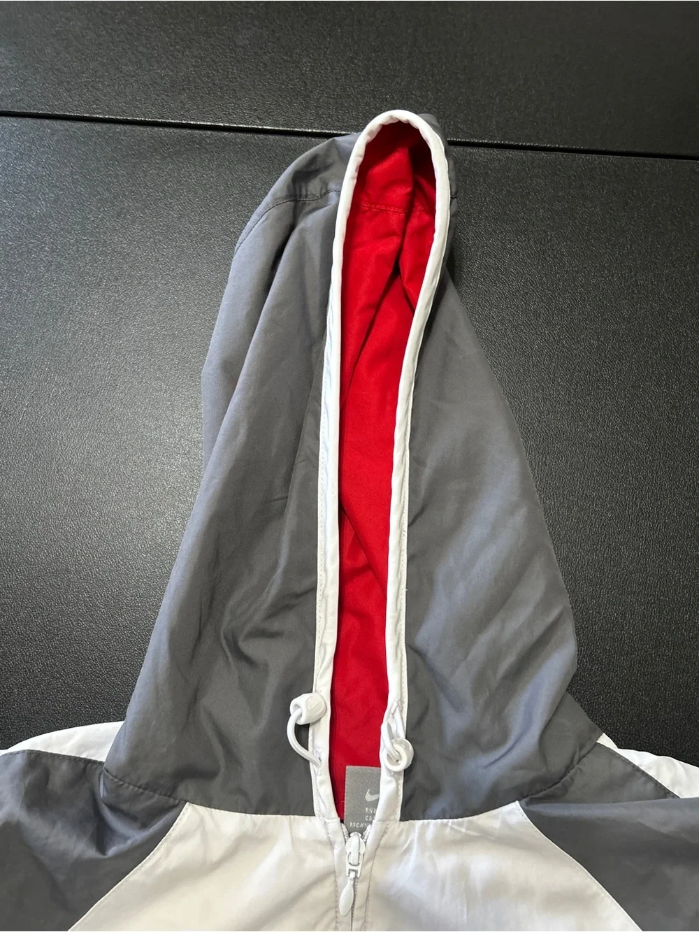 Nike Colorblock Full Zip Windbreaker Jacket Red Hood Embroidered Swoosh